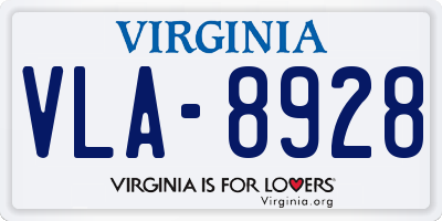 VA license plate VLA8928