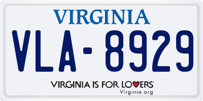 VA license plate VLA8929