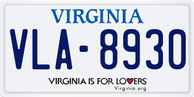 VA license plate VLA8930