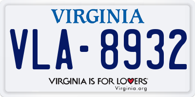 VA license plate VLA8932