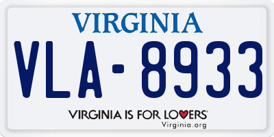VA license plate VLA8933