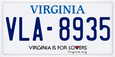 VA license plate VLA8935