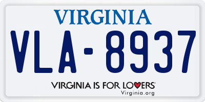VA license plate VLA8937
