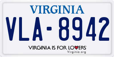VA license plate VLA8942