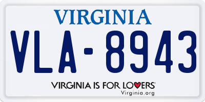 VA license plate VLA8943