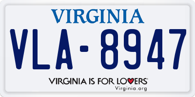 VA license plate VLA8947