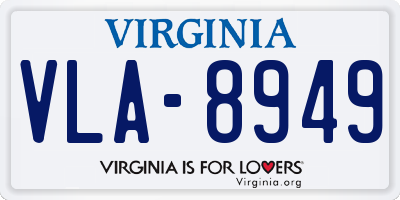 VA license plate VLA8949
