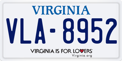 VA license plate VLA8952