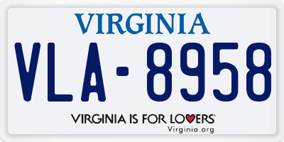 VA license plate VLA8958