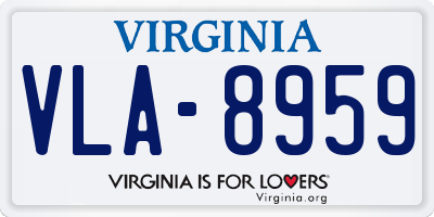 VA license plate VLA8959