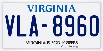 VA license plate VLA8960