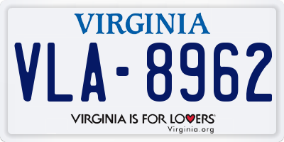 VA license plate VLA8962