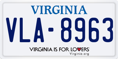 VA license plate VLA8963