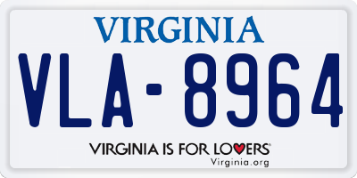 VA license plate VLA8964