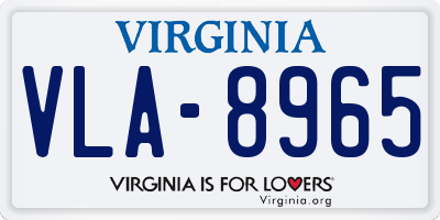 VA license plate VLA8965