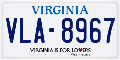 VA license plate VLA8967