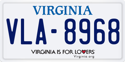 VA license plate VLA8968
