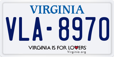 VA license plate VLA8970
