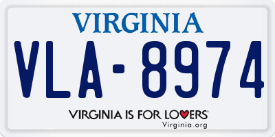 VA license plate VLA8974