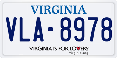 VA license plate VLA8978