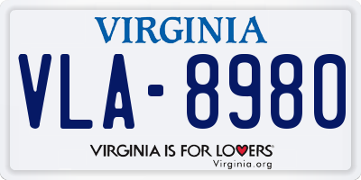 VA license plate VLA8980
