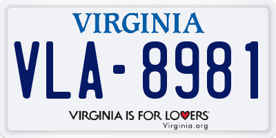 VA license plate VLA8981