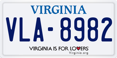 VA license plate VLA8982