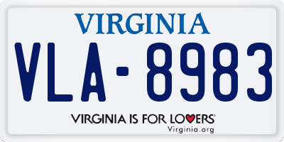 VA license plate VLA8983