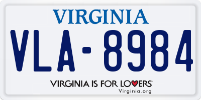 VA license plate VLA8984