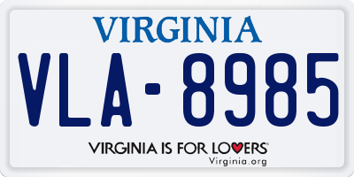 VA license plate VLA8985