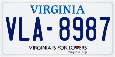 VA license plate VLA8987