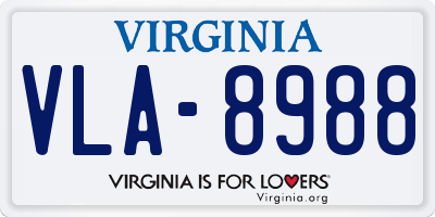 VA license plate VLA8988