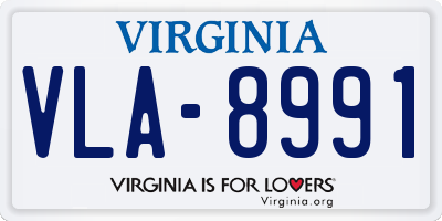 VA license plate VLA8991
