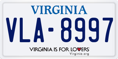 VA license plate VLA8997