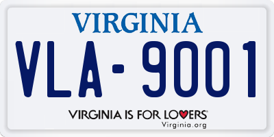 VA license plate VLA9001