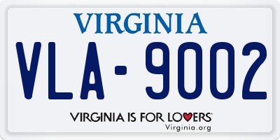 VA license plate VLA9002