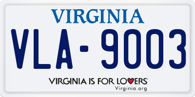 VA license plate VLA9003