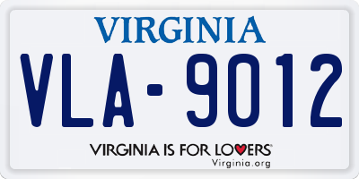 VA license plate VLA9012