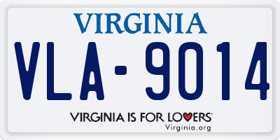 VA license plate VLA9014