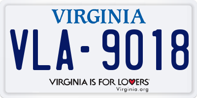 VA license plate VLA9018