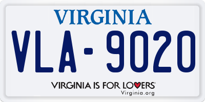 VA license plate VLA9020