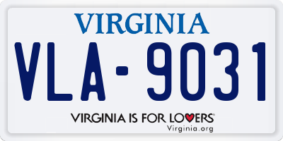VA license plate VLA9031