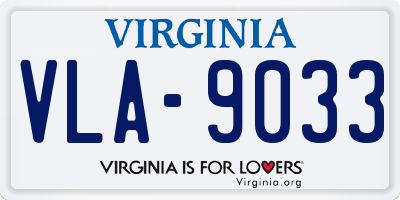 VA license plate VLA9033