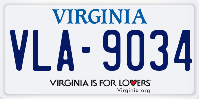 VA license plate VLA9034