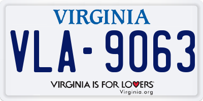 VA license plate VLA9063