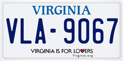 VA license plate VLA9067