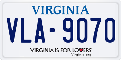 VA license plate VLA9070