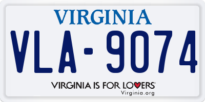 VA license plate VLA9074