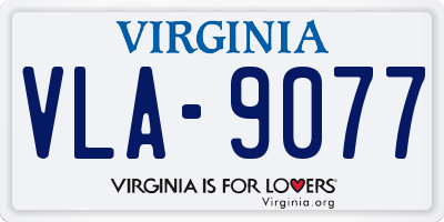 VA license plate VLA9077