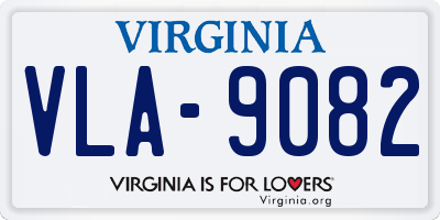 VA license plate VLA9082